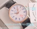 Best Quality Copy A. Lange & Sohne White Dial Black Leather Strap Men's Watch